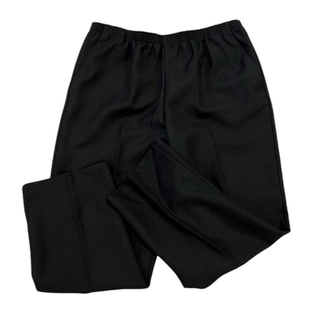 NWT Alfred Dunner Black Pull On Pants Elastic Waste Women’s Size 16P